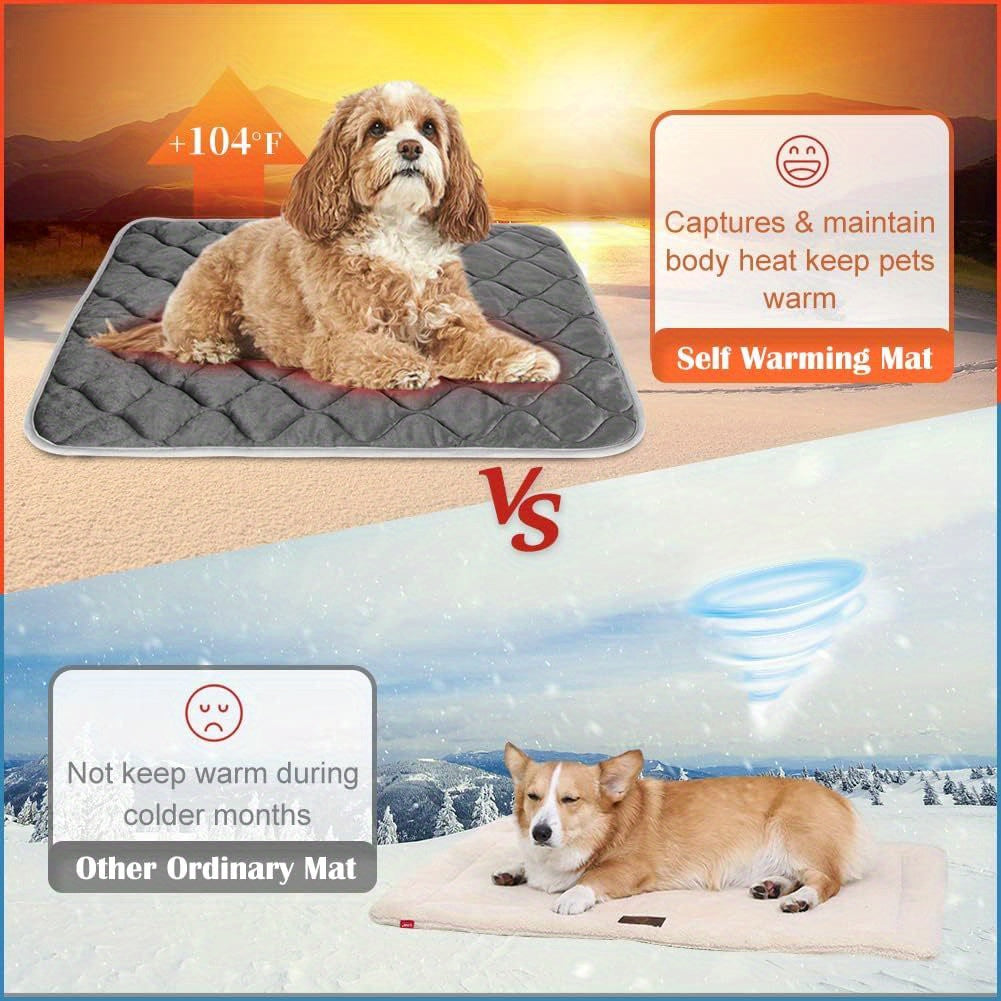Winter Self Pet Warming Pad for Small/Large Dog Cat, Warming Cat Bed Cat Mat Thermal Pet Bed Mat, for Large Dog Non-Electric Self-Warming Dog Crate Pad for Outdoor Indoor 114.3cm x 71.12cm.