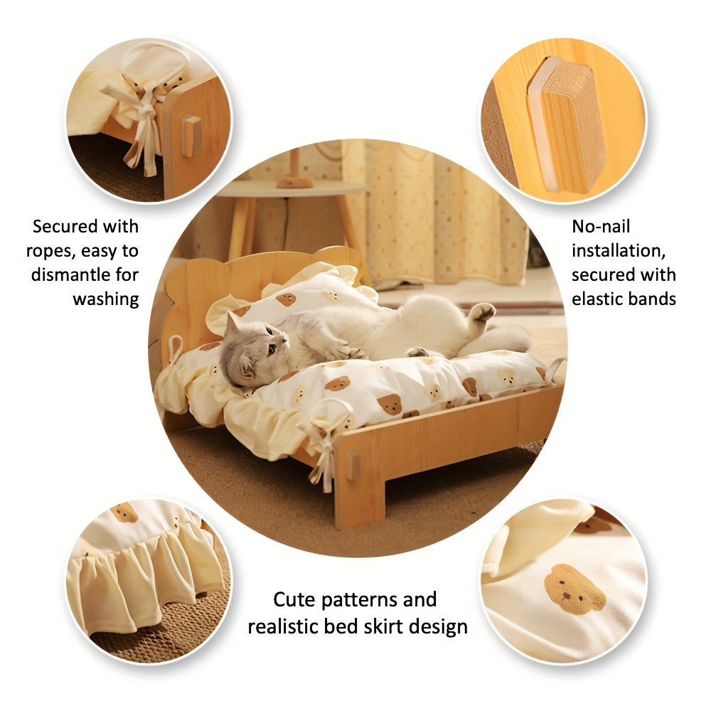 Pet Bed with Bear-Shaped Bedspread