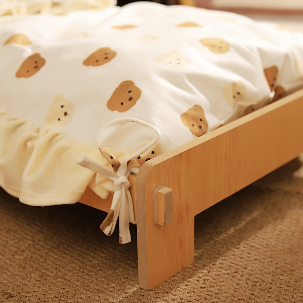 Pet Bed with Bear-Shaped Bedspread