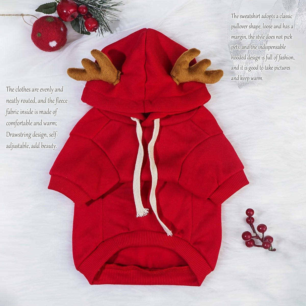 1pc Cute Christmas Deer Design Pet Sweatshirt, Dog And Cat Warm Hoodie, Dog Sweater With Pocket In The Back, Pet Autumn And Winter Clothes For Festival Party Daily Wear for stocking stuffers