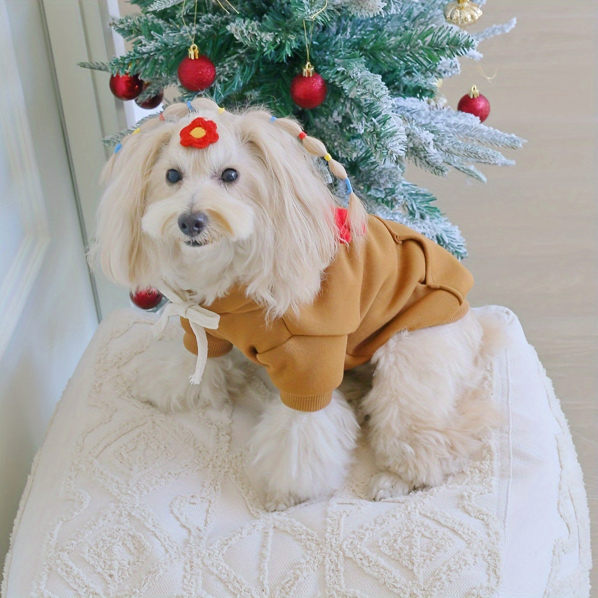 1pc Cute Christmas Deer Design Pet Sweatshirt, Dog And Cat Warm Hoodie, Dog Sweater With Pocket In The Back, Pet Autumn And Winter Clothes For Festival Party Daily Wear for stocking stuffers