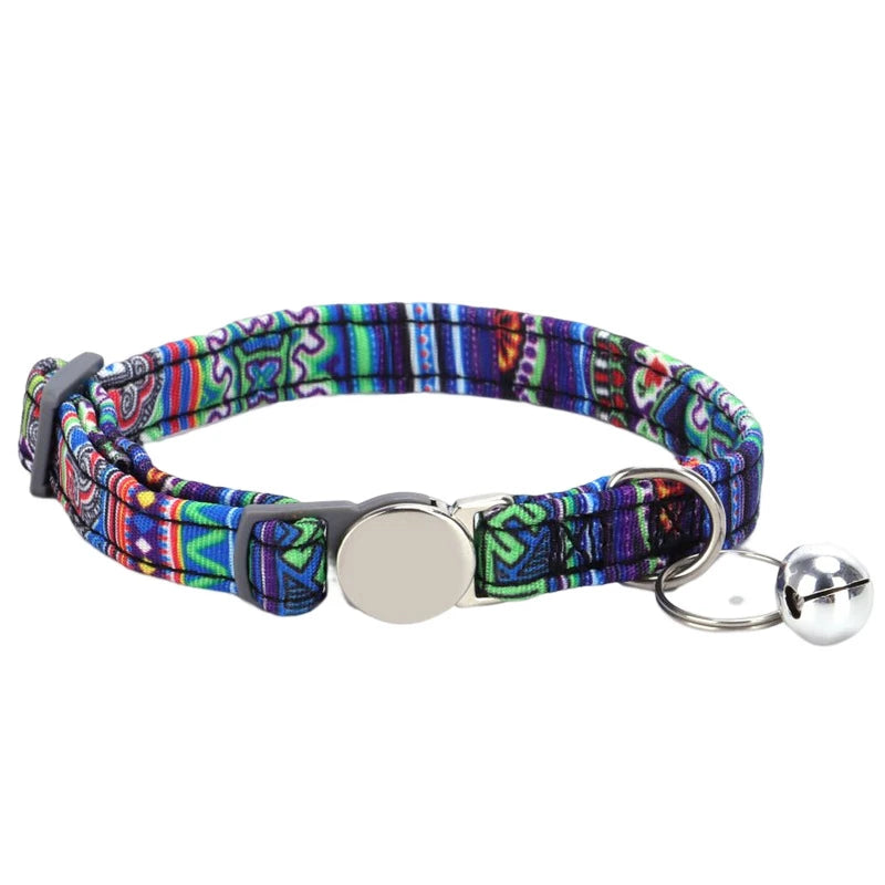 Personalized Cat Collar with Bell Adjustable Dog Neck Strap Fashion Print Puppy Kitten Collars Free Engraved Cat Id Pet Supplies