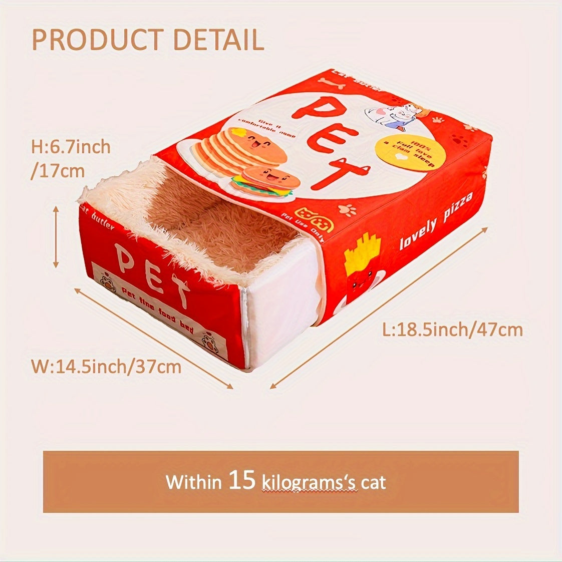 Rectangular Fully Enclosed Cat Bed with Snack Box Design