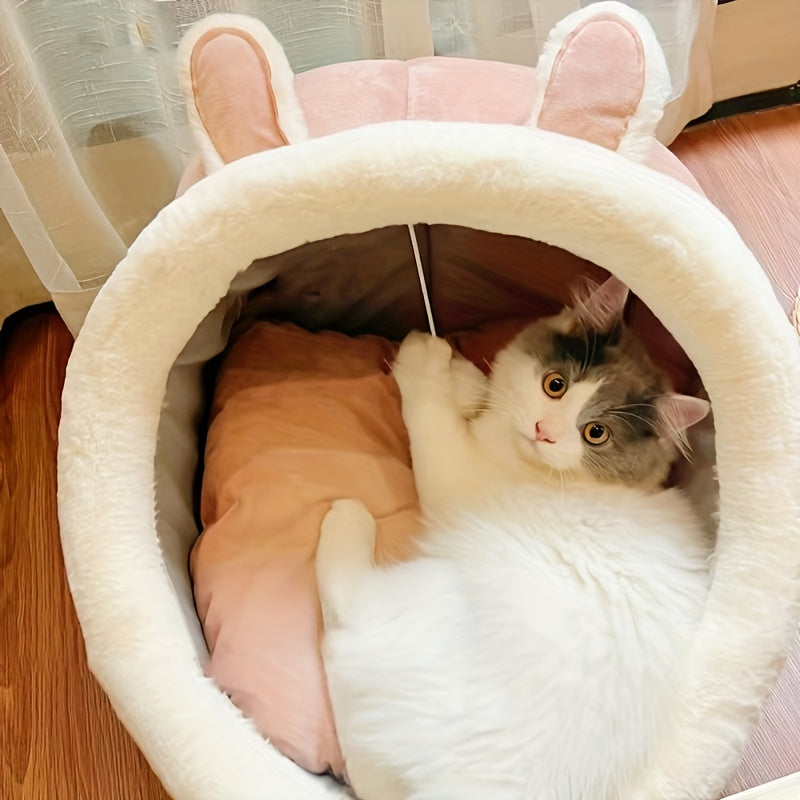 1pc Lovely One Cat Cave Bed Cat House Cat Tent with Washable Cushioned Pillow,Anti Slip Bottom,Soft comfort Pet Bed