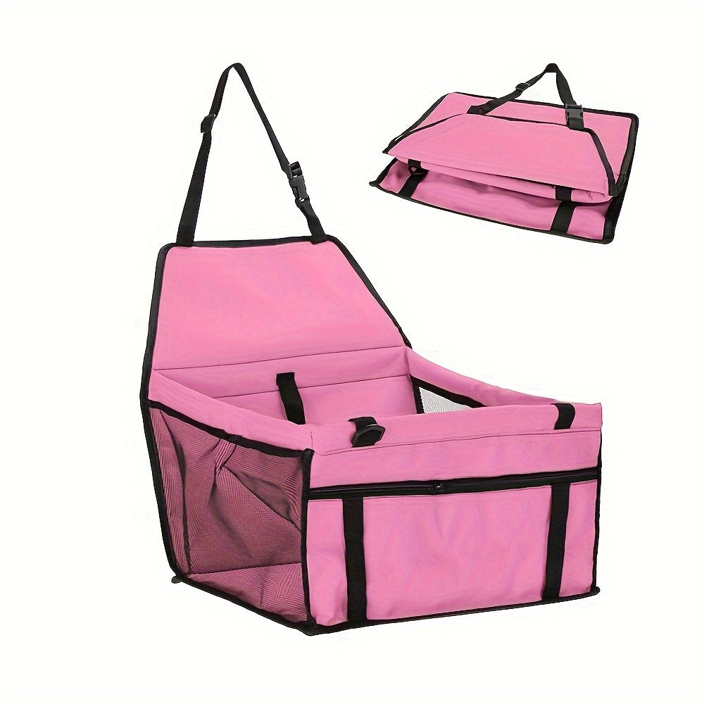 Bottom and front with thickened PE partitions Pet reinforced car booster seat for dogs and cats Portable breathable bag with safety belt Dog carrier safe and stable for travel Attention with clip-on belt with PVC tube (pink,