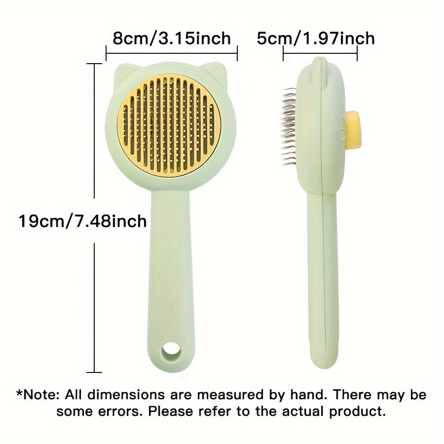 1pc Cat Bath & Massage Brush - Self-Cleaning Pet Grooming Comb for Shedding, Pink & Green, Soft PP Material, Gentle on Cats, Perfect for Bathing and Hair Removal, Cat Grooming