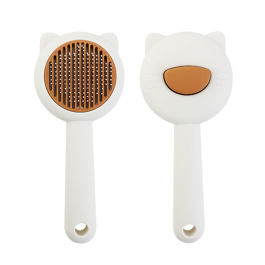 1pc Cat Bath & Massage Brush - Self-Cleaning Pet Grooming Comb for Shedding, Pink & Green, Soft PP Material, Gentle on Cats, Perfect for Bathing and Hair Removal, Cat Grooming