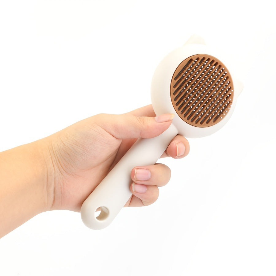1pc Cat Bath & Massage Brush - Self-Cleaning Pet Grooming Comb for Shedding, Pink & Green, Soft PP Material, Gentle on Cats, Perfect for Bathing and Hair Removal, Cat Grooming