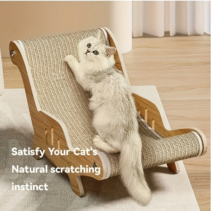 2-in-1 Wooden Cat Scratching Lounger: Durable Material, Easy Assembly, Space-Saving Design for Ultimate Comfort – Essential Pet Accessory for Your Feline Friend