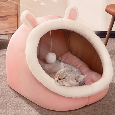 1pc Lovely One Cat Cave Bed Cat House Cat Tent with Washable Cushioned Pillow,Anti Slip Bottom,Soft comfort Pet Bed