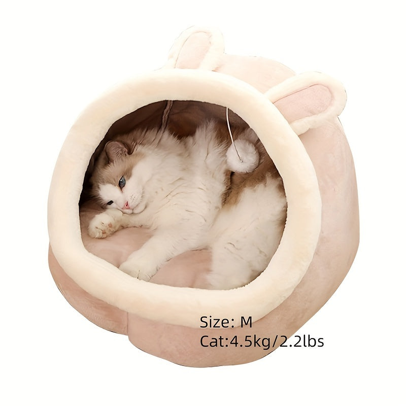 1pc Lovely One Cat Cave Bed Cat House Cat Tent with Washable Cushioned Pillow,Anti Slip Bottom,Soft comfort Pet Bed