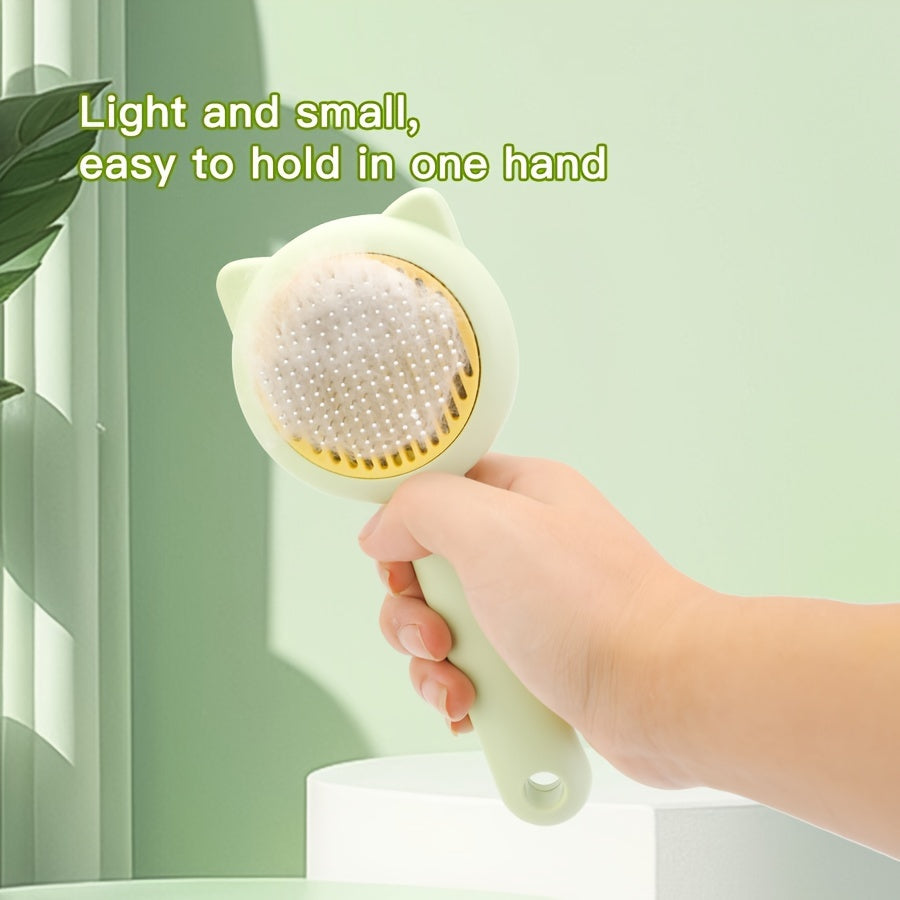1pc Cat Bath & Massage Brush - Self-Cleaning Pet Grooming Comb for Shedding, Pink & Green, Soft PP Material, Gentle on Cats, Perfect for Bathing and Hair Removal, Cat Grooming
