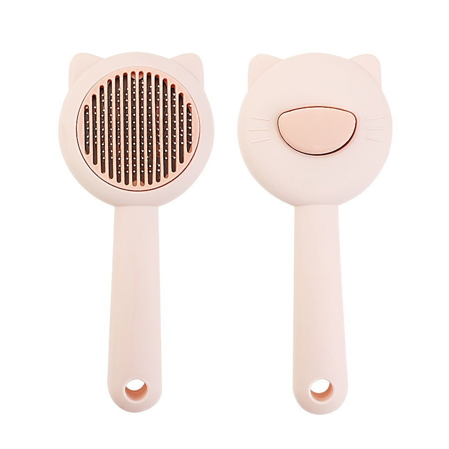 1pc Cat Bath & Massage Brush - Self-Cleaning Pet Grooming Comb for Shedding, Pink & Green, Soft PP Material, Gentle on Cats, Perfect for Bathing and Hair Removal, Cat Grooming