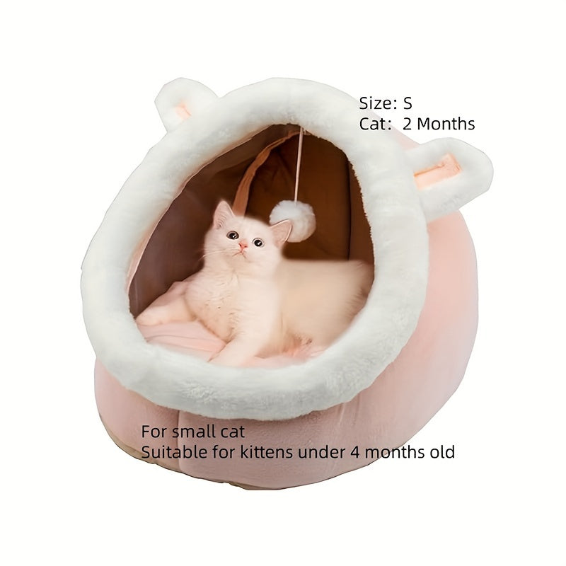 1pc Lovely One Cat Cave Bed Cat House Cat Tent with Washable Cushioned Pillow,Anti Slip Bottom,Soft comfort Pet Bed