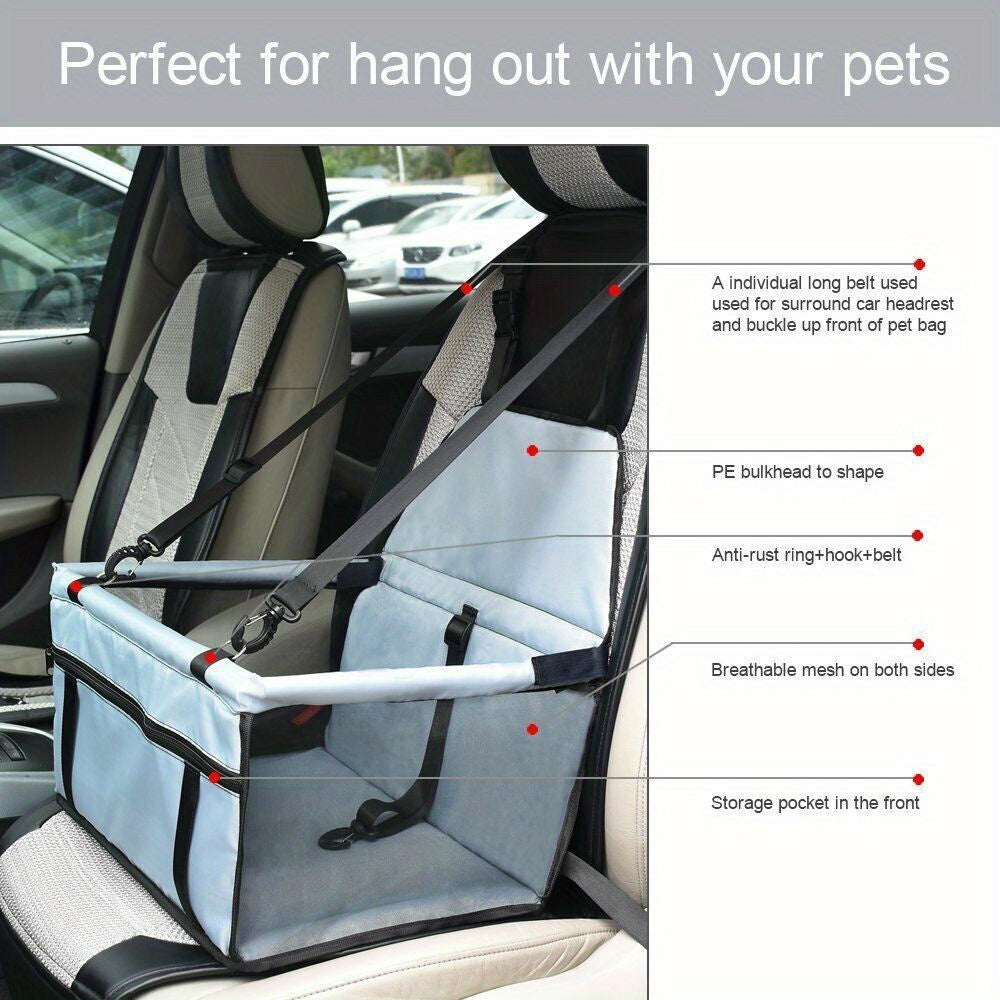 Bottom and front with thickened PE partitions Pet reinforced car booster seat for dogs and cats Portable breathable bag with safety belt Dog carrier safe and stable for travel Attention with clip-on belt with PVC tube (pink,