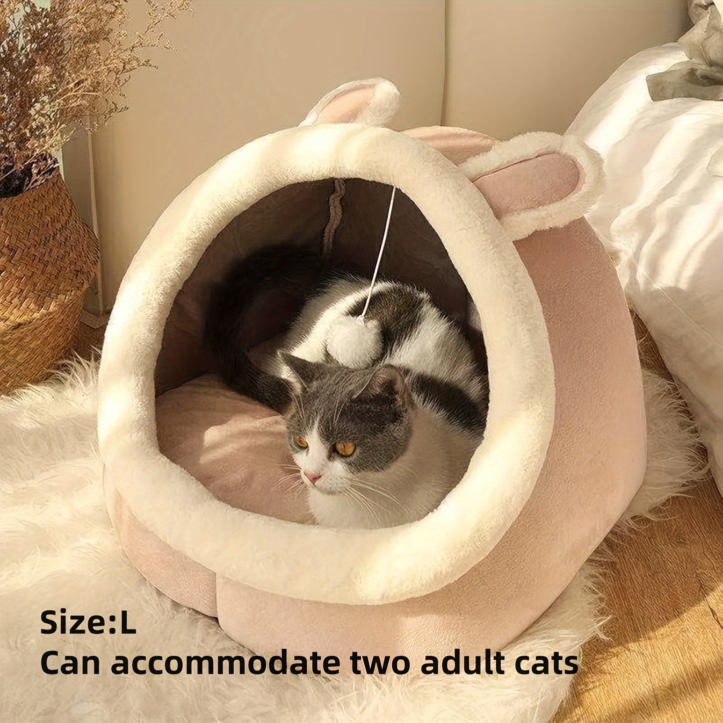 1pc Lovely One Cat Cave Bed Cat House Cat Tent with Washable Cushioned Pillow,Anti Slip Bottom,Soft comfort Pet Bed