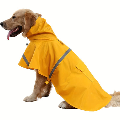Reflective Waterproof Dog Raincoat - Stylish Hooded Pet Cape for All Breeds, Comfortable & Dry on Rainy Days