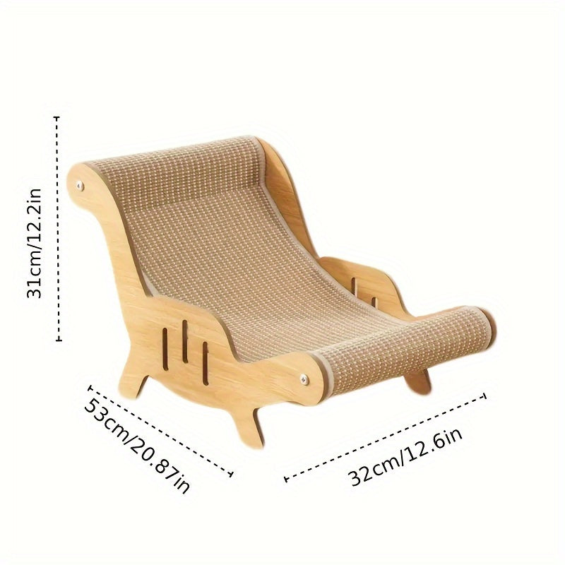 2-in-1 Wooden Cat Scratching Lounger: Durable Material, Easy Assembly, Space-Saving Design for Ultimate Comfort – Essential Pet Accessory for Your Feline Friend