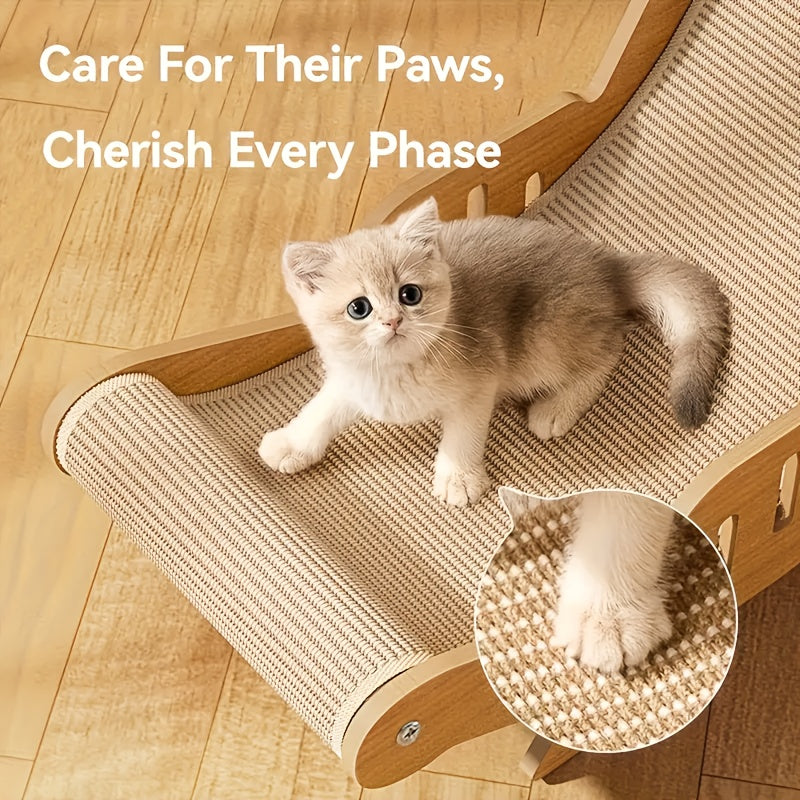 2-in-1 Wooden Cat Scratching Lounger: Durable Material, Easy Assembly, Space-Saving Design for Ultimate Comfort – Essential Pet Accessory for Your Feline Friend