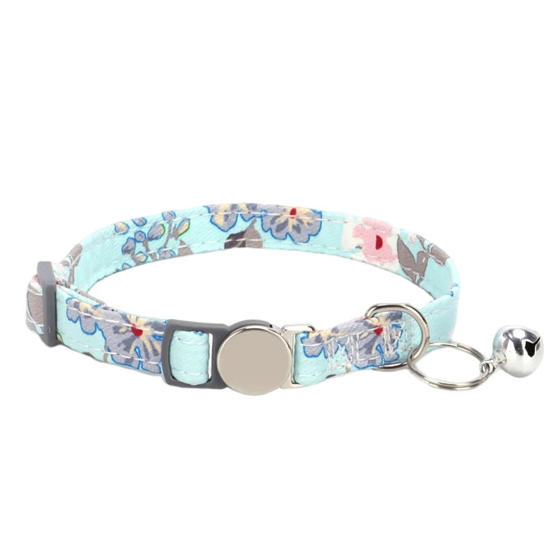 Personalized Cat Collar with Bell Adjustable Dog Neck Strap Fashion Print Puppy Kitten Collars Free Engraved Cat Id Pet Supplies
