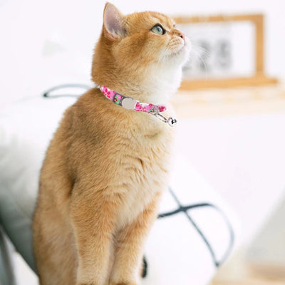 Personalized Cat Collar with Bell Adjustable Dog Neck Strap Fashion Print Puppy Kitten Collars Free Engraved Cat Id Pet Supplies