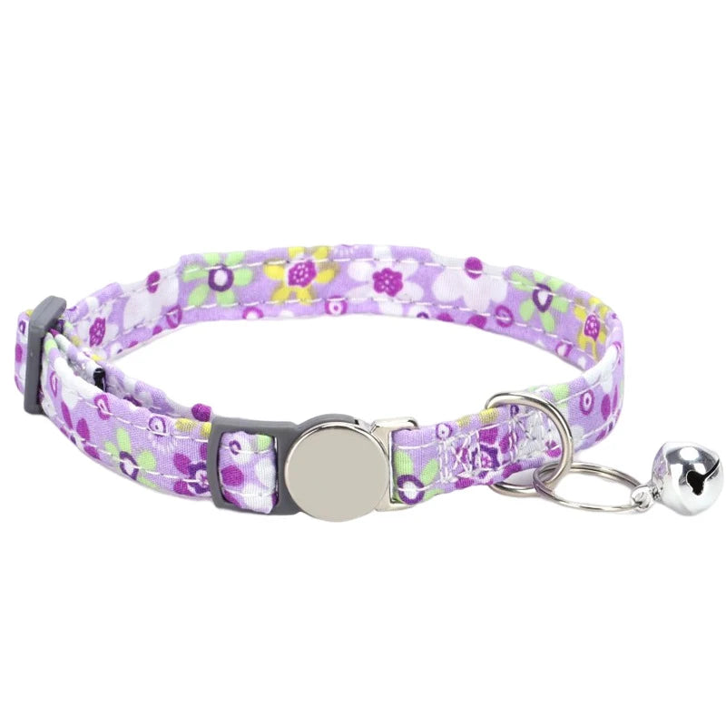 Personalized Cat Collar with Bell Adjustable Dog Neck Strap Fashion Print Puppy Kitten Collars Free Engraved Cat Id Pet Supplies