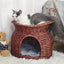 Tier Rattan Wicker Elevated Cat House