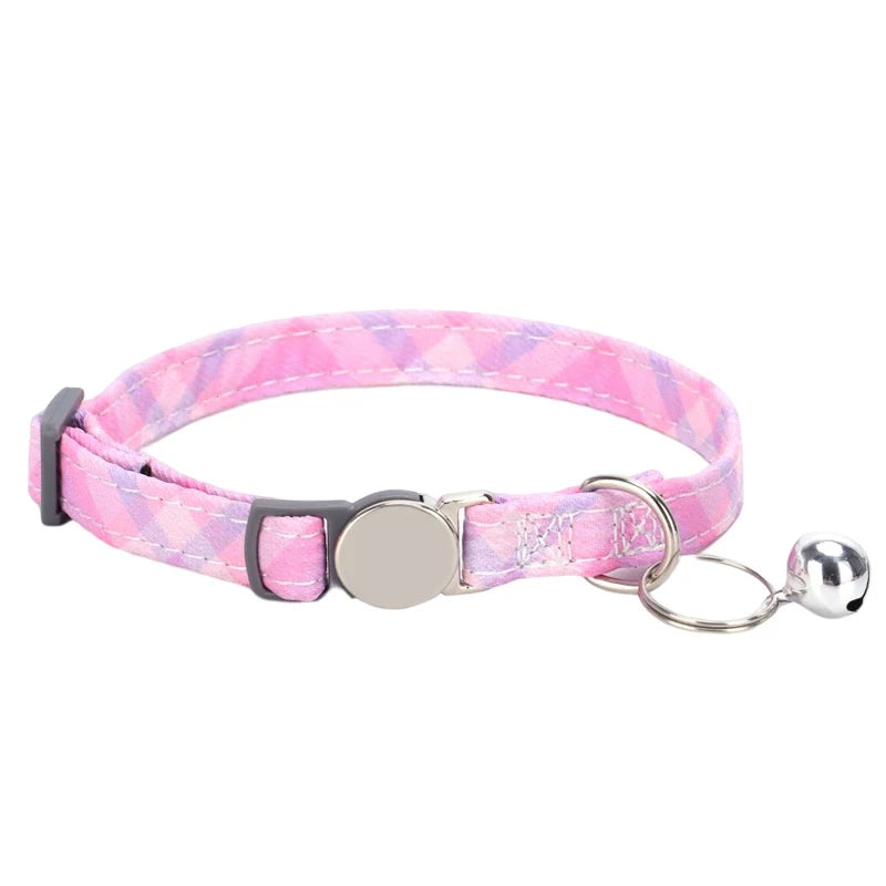 Personalized Cat Collar with Bell Adjustable Dog Neck Strap Fashion Print Puppy Kitten Collars Free Engraved Cat Id Pet Supplies