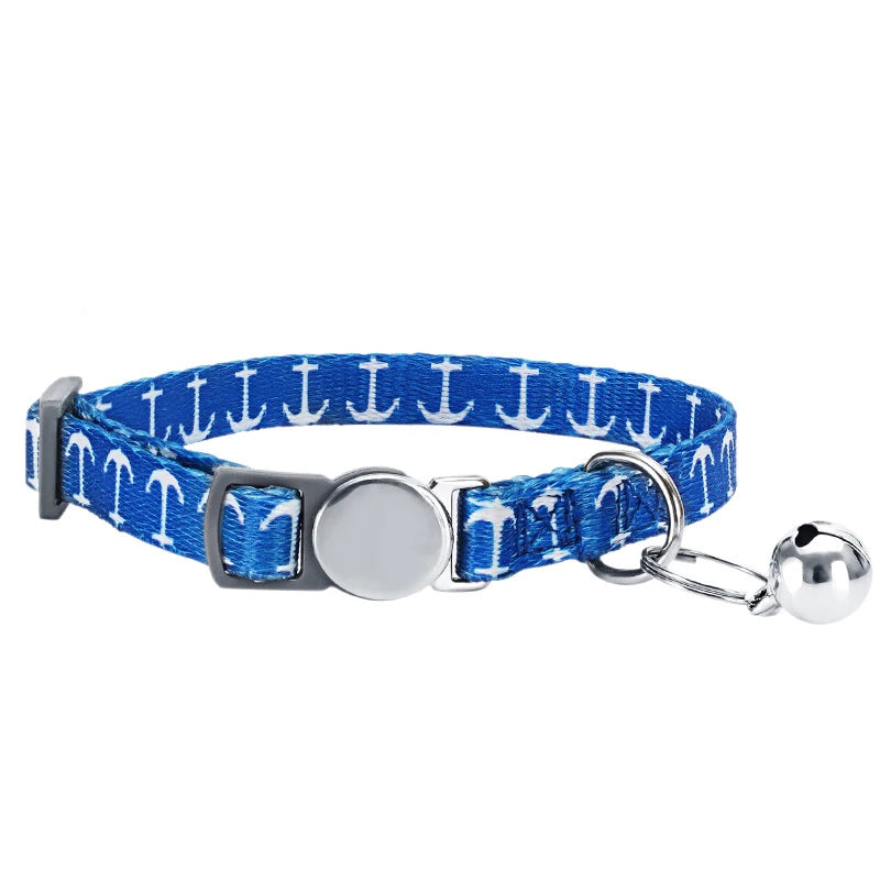 Personalized Cat Collar with Bell Adjustable Dog Neck Strap Fashion Print Puppy Kitten Collars Free Engraved Cat Id Pet Supplies