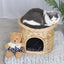 Tier Rattan Wicker Elevated Cat House