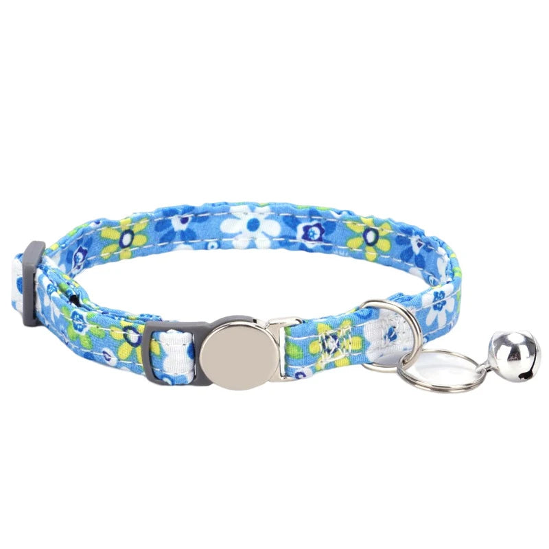 Personalized Cat Collar with Bell Adjustable Dog Neck Strap Fashion Print Puppy Kitten Collars Free Engraved Cat Id Pet Supplies
