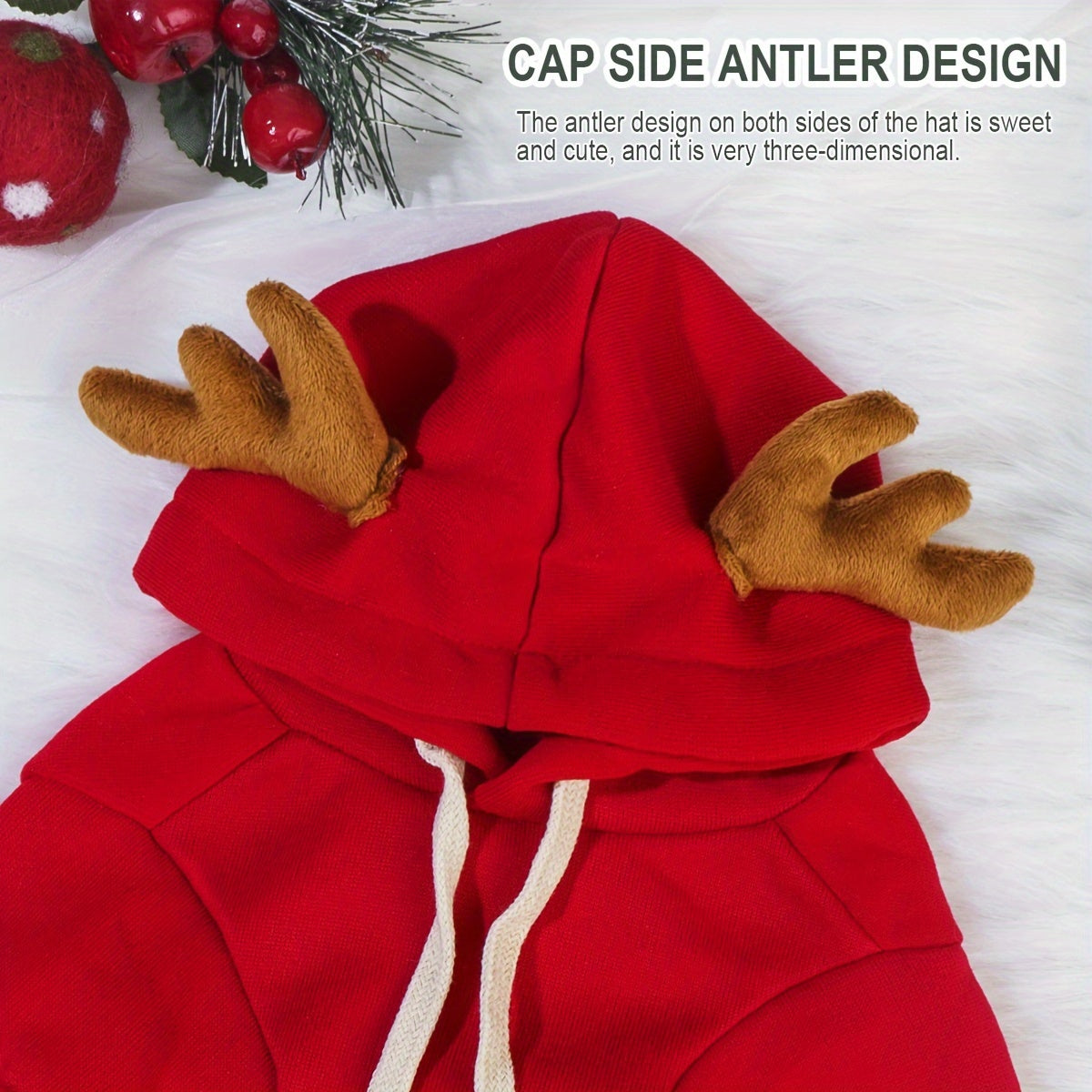 1pc Cute Christmas Deer Design Pet Sweatshirt, Dog And Cat Warm Hoodie, Dog Sweater With Pocket In The Back, Pet Autumn And Winter Clothes For Festival Party Daily Wear for stocking stuffers