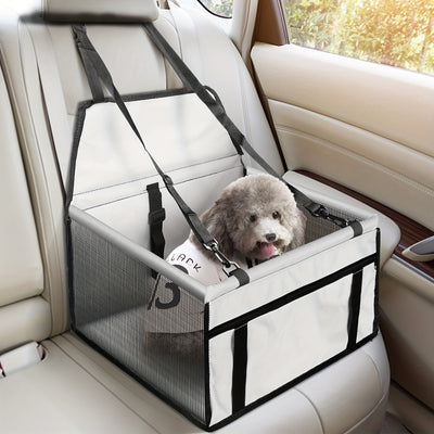 Bottom and front with thickened PE partitions Pet reinforced car booster seat for dogs and cats Portable breathable bag with safety belt Dog carrier safe and stable for travel Attention with clip-on belt with PVC tube (pink,