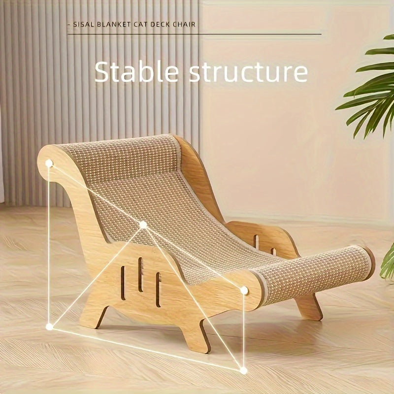 2-in-1 Wooden Cat Scratching Lounger: Durable Material, Easy Assembly, Space-Saving Design for Ultimate Comfort – Essential Pet Accessory for Your Feline Friend