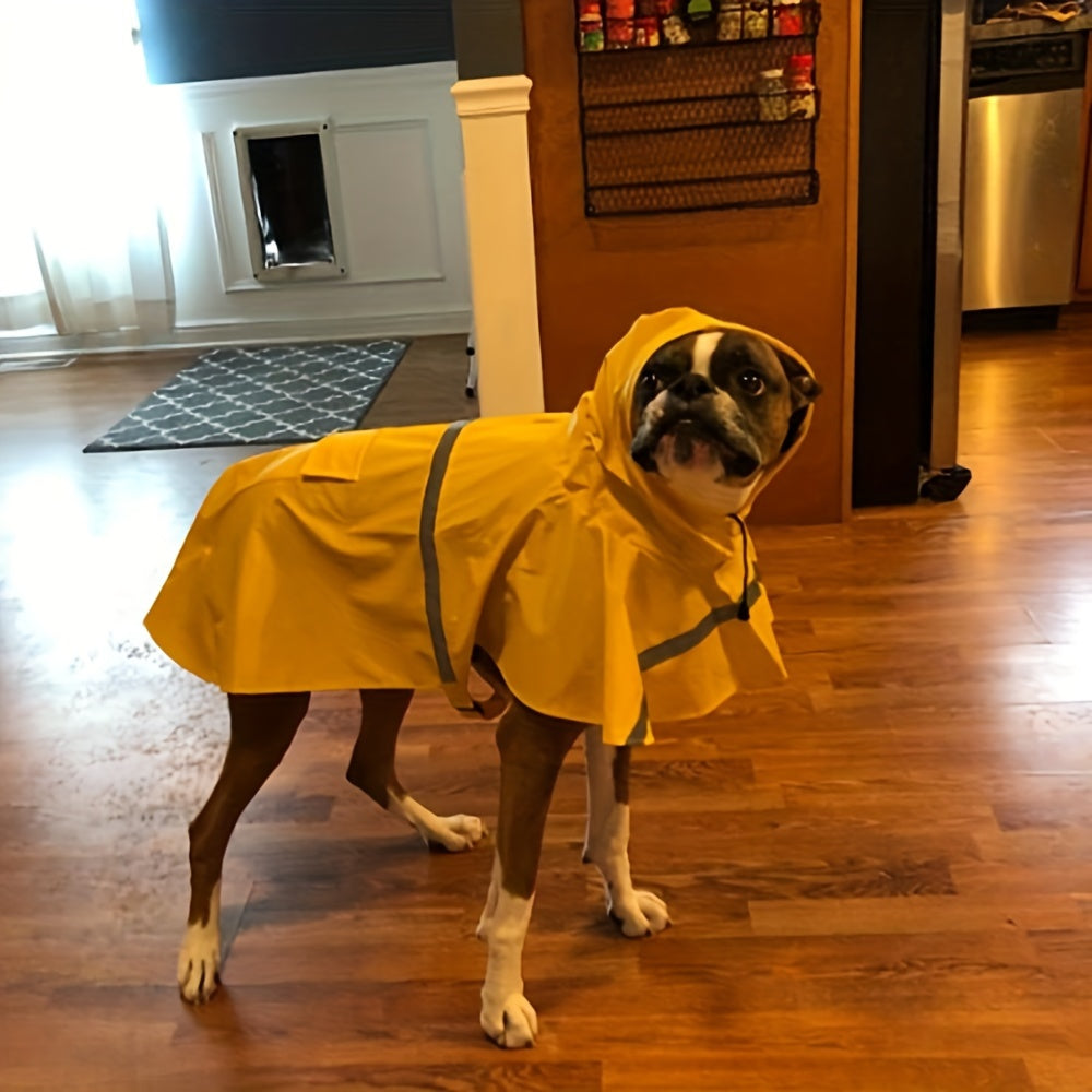 Reflective Waterproof Dog Raincoat - Stylish Hooded Pet Cape for All Breeds, Comfortable & Dry on Rainy Days