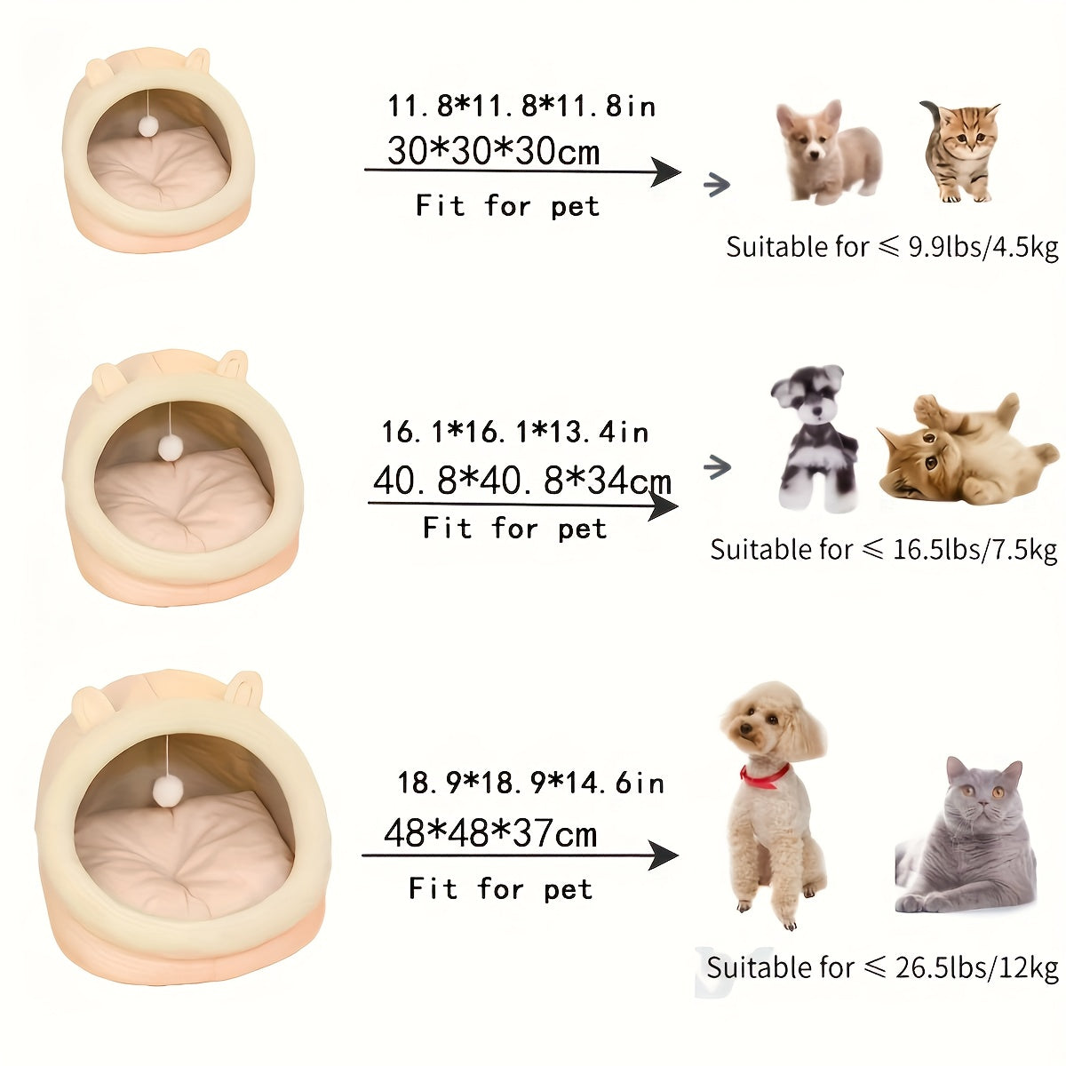 1pc Lovely One Cat Cave Bed Cat House Cat Tent with Washable Cushioned Pillow,Anti Slip Bottom,Soft comfort Pet Bed