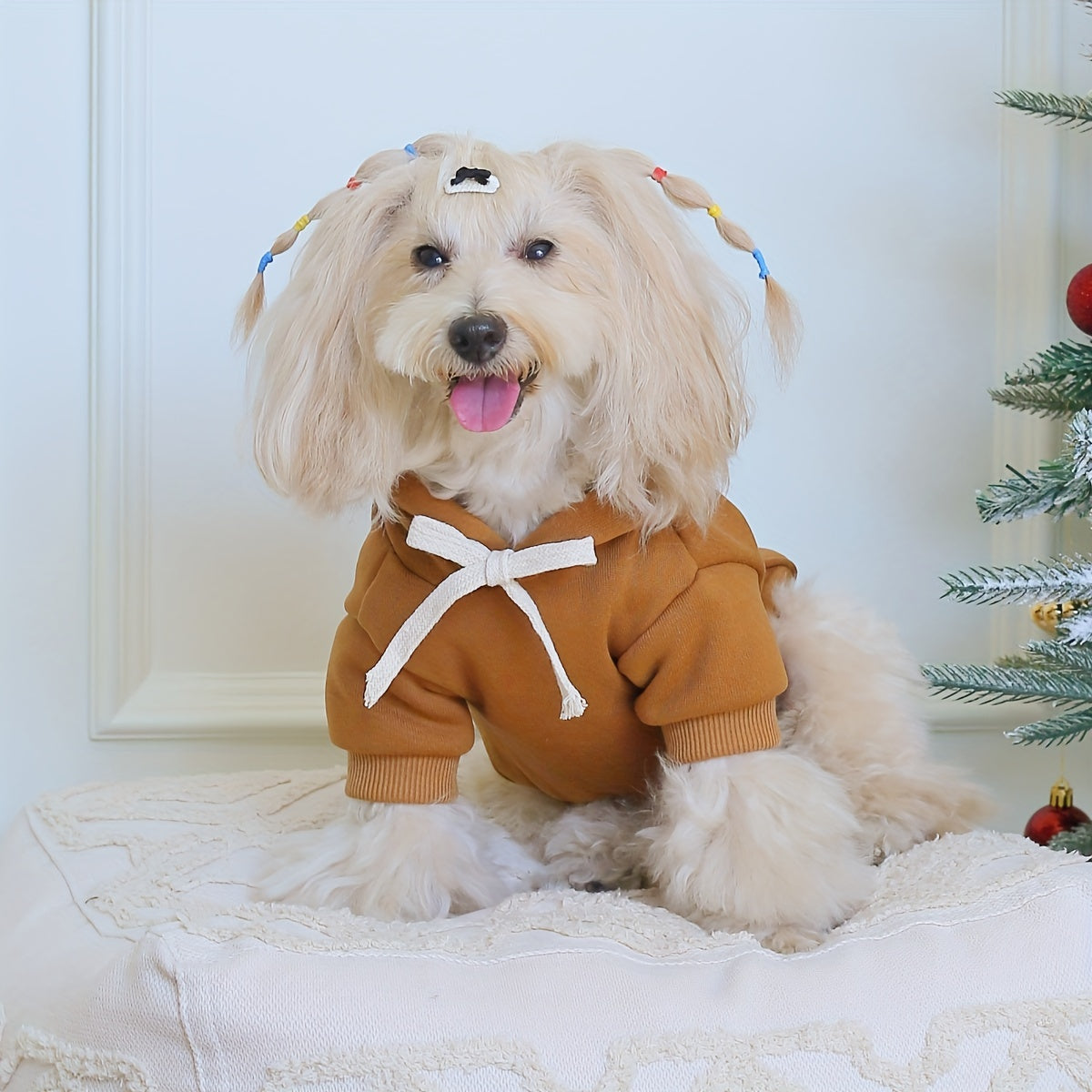 1pc Cute Christmas Deer Design Pet Sweatshirt, Dog And Cat Warm Hoodie, Dog Sweater With Pocket In The Back, Pet Autumn And Winter Clothes For Festival Party Daily Wear for stocking stuffers