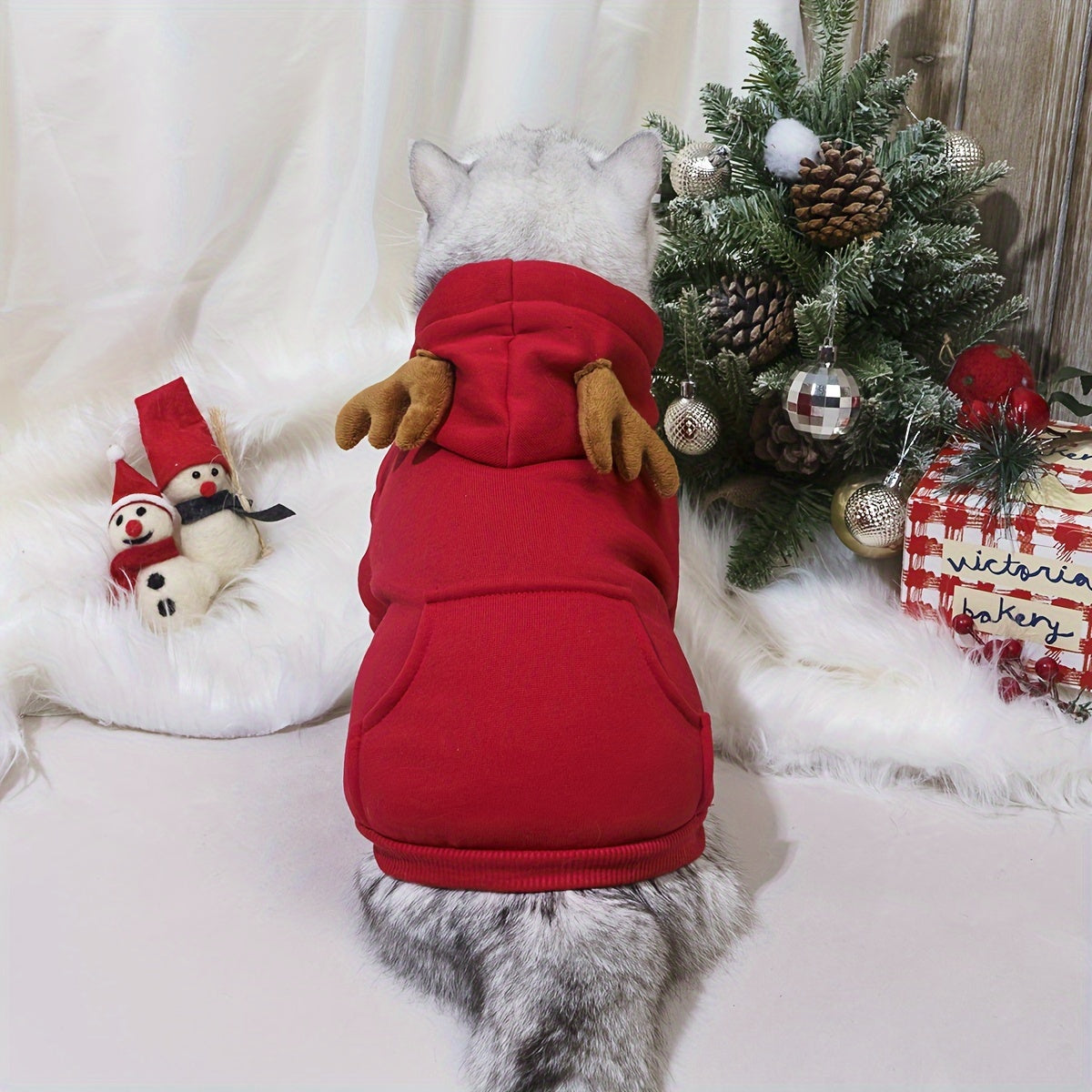 1pc Cute Christmas Deer Design Pet Sweatshirt, Dog And Cat Warm Hoodie, Dog Sweater With Pocket In The Back, Pet Autumn And Winter Clothes For Festival Party Daily Wear for stocking stuffers