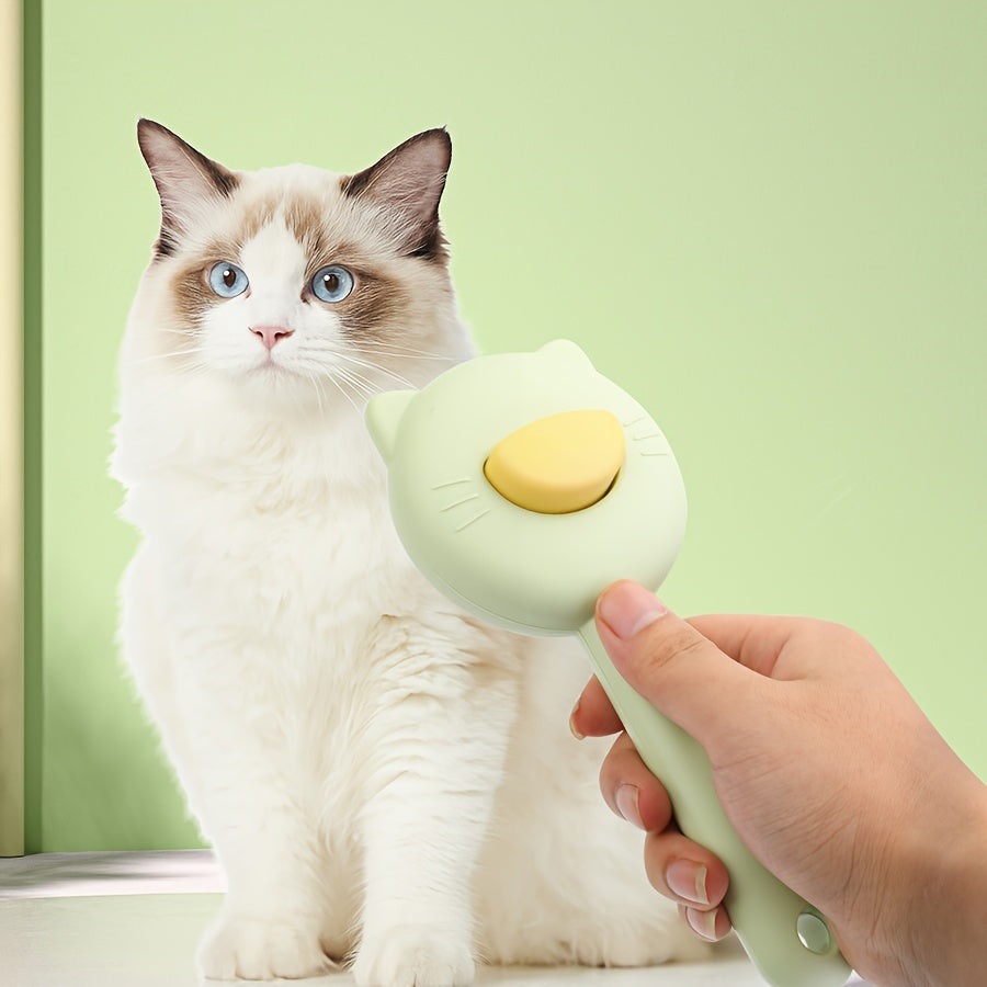 1pc Cat Bath & Massage Brush - Self-Cleaning Pet Grooming Comb for Shedding, Pink & Green, Soft PP Material, Gentle on Cats, Perfect for Bathing and Hair Removal, Cat Grooming