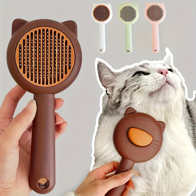 1pc Cat Bath & Massage Brush - Self-Cleaning Pet Grooming Comb for Shedding, Pink & Green, Soft PP Material, Gentle on Cats, Perfect for Bathing and Hair Removal, Cat Grooming