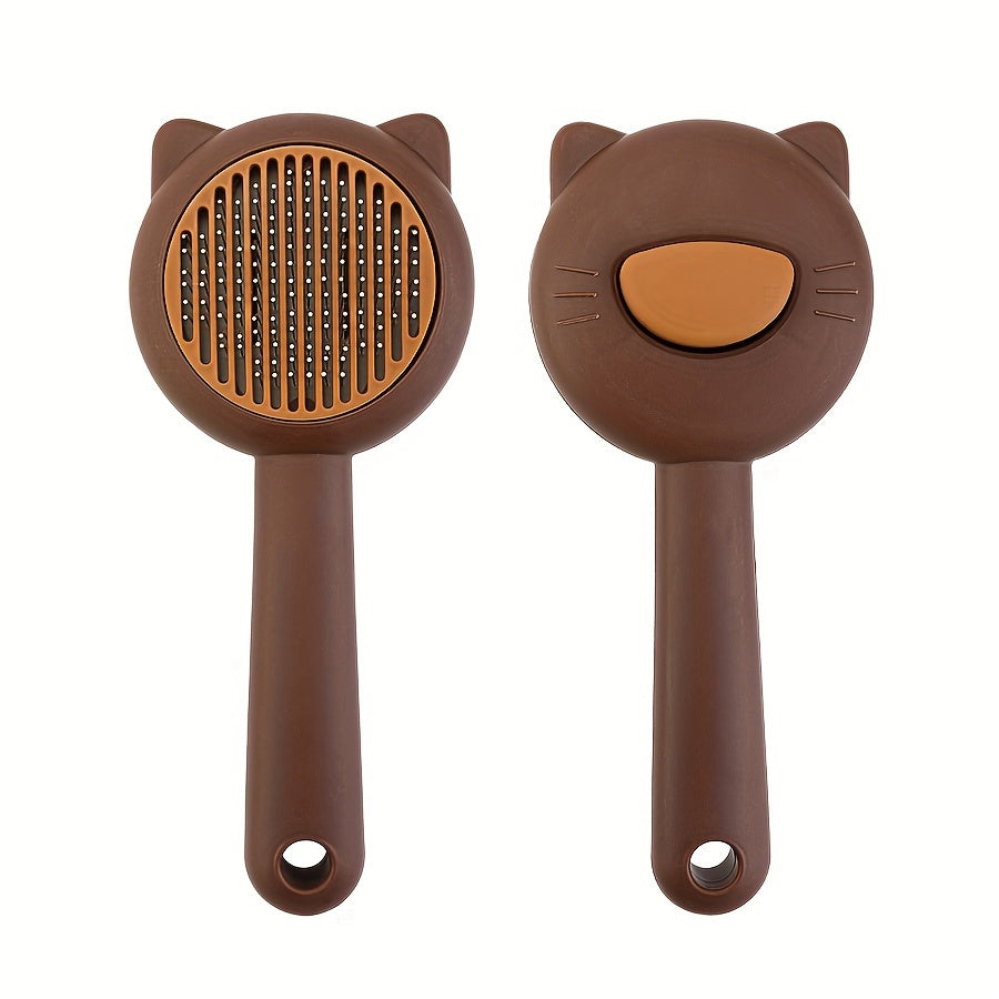 1pc Cat Bath & Massage Brush - Self-Cleaning Pet Grooming Comb for Shedding, Pink & Green, Soft PP Material, Gentle on Cats, Perfect for Bathing and Hair Removal, Cat Grooming